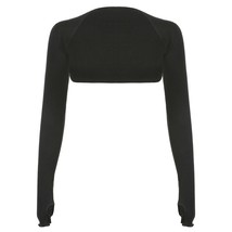 Women Thumbhole Long Sleeve Bolero Shrug Solid Color Open Front Cropped Cardigan - £56.33 GBP