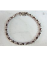 Womens Vintage Estate Sterling Silver Garnet Bracelet 12.2g E5958 - £51.10 GBP