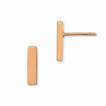 14K Rose Gold Over 1.8mm Wide Bar Post Back Stud Earrings Fine Metallic Jewelry - £81.10 GBP