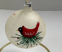 Cardinal Red bird Frosted glass Globe Christmas bulb Ornament - £11.72 GBP