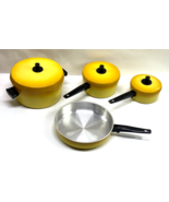 Vintage Kitchen Delight Cookware 1970&#39;s Yellow Aluminum 7-Piece Set Made... - £70.08 GBP