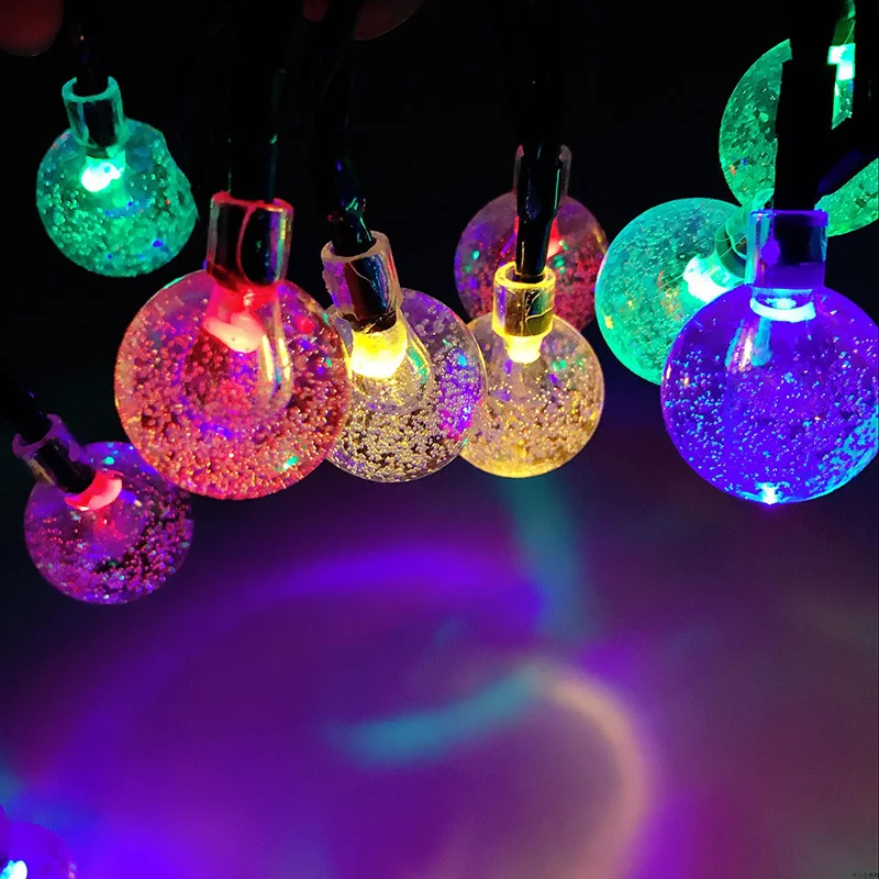 5M 20Lights Crystal Ball Solar Powered 8 Modes LED String Lights Waterproof Outd - £81.35 GBP