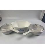 Corning Ware Blue Cornflower P-1 3/4-B 1 3/4 Qt Casserole &amp; 2  P-81-B 1 ... - $23.01