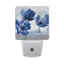 2 Pack Abstract Blue Flower Night Light Dusk To Dawn Sensor Plug In Wall Light H - £28.46 GBP