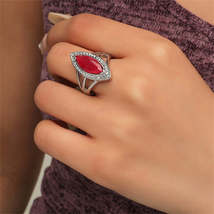 Red Crystal &amp; Cubic Zirconia Marquise-Cut Ring - £9.61 GBP