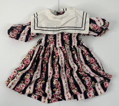 Coming Thing vintage short sleeve sailor square collar black floral 12m dress O9 - £11.97 GBP