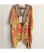 Shahida Parides Dress Animal Print Kimono Kaftan Embellished Swim Cover ... - $165.62