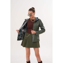 The Avelyn Reversible Olive Green Leather Women Jacket image 14