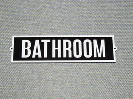 Vintage Retro Style Black With White Letters BATHROOM Wood Door Sign 8&quot; x 2 1/4&quot; - £16.03 GBP