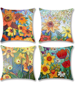 Spring Summer Pillow Covers 18X18,Outdoor Floral Pillow Case, Sunflower ... - £18.64 GBP
