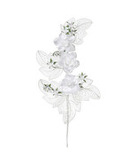 Embossed Leaves With Three Small Open Roses, White, 12-Pack - £43.20 GBP