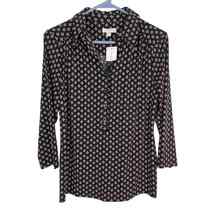 NEW Charter Club Floral Popover Collared Jersey Knit Shirt 3/4 Sleeve Women M - £8.07 GBP