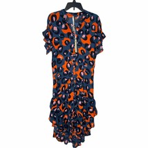 Uncle Frank Women&#39;s Dress Button-Up Pocket Ruffle Sleeve Leopard Print S... - $48.38