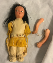 Vintage 5” Bisque or Ceramic Native American Indian Doll With Jointed Arms Japan - £7.67 GBP