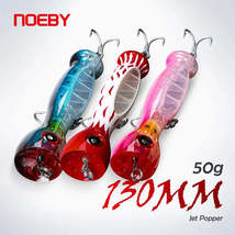 Noeby 3Pcs Fishing Lures Set Topwater Popper 130mm 50g Big Jet Popper Deep Cup A - £14.03 GBP