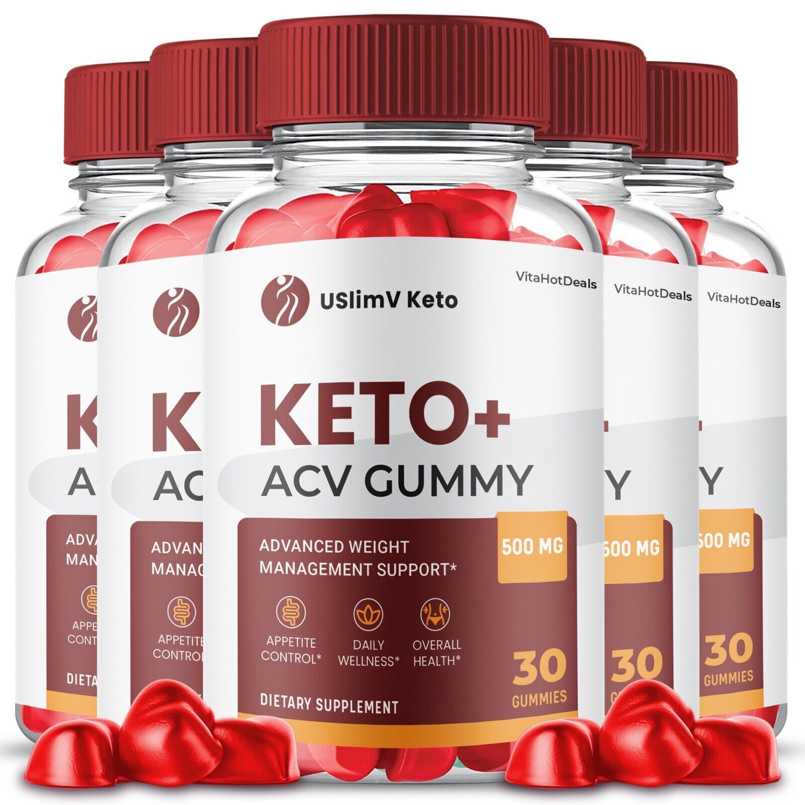 5 Pack USlimV Keto ACV Gummies Max Strength Gummies with Apple Cider Vinegar