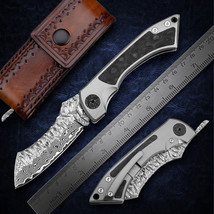 NEWOOTZ Higonokami Damascus Steel Blade EDC Tactical Folding Pocket Knife - £131.26 GBP