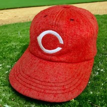 1960s Cincinnati Reds Hat MLB Baseball Vintage Wool Stretch Fitted Cap Medium - £26.47 GBP