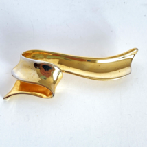 1996 Avon Golden Ribbon Polished Gold Tone Brooch Pin 3in - £10.32 GBP