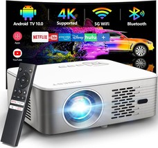 4K Support Android Tv 10.0 Projector 5G Wifi Bluetooth Native, Stereo Sound - $315.99