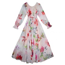 Summer Floral Chiffon Dress Women Custom Plus Size Loose Fitting Flower Dress image 4