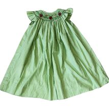 Vintage Smocked Green Strawberry Neckline 3T Dress - €28,85 EUR