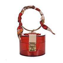 Transparent Plastic Gold Ring Handle Fashion Women Fashion Purses and Handbags P - £28.55 GBP