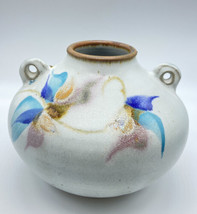 Vintage Hand-Painted Art Pottery Double Loop Handled Ball Vase - Signed, Pastel  - £18.39 GBP
