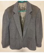 Vtg PIONEER WEAR Suede Elbow Patches Wool Western Blazer Men&#39;s Yoke Xl - $155.43