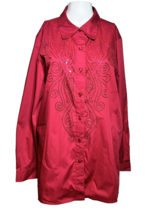 New Bob Mackie Womens Large Wearable Art Red Western Embroidered Whimsical - $31.32
