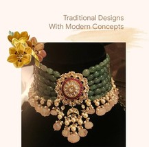 VeroniQ Trends-Bollywood Style Multistrand Kundan Necklace with Strawberry Beads - £219.78 GBP