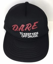 D.A.R.E To Keep Kids off Drugs  SnapBack Mesh Trucker Hat Black Red 1990s - £55.93 GBP