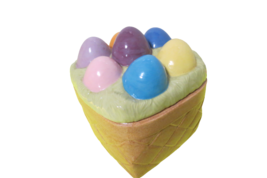 Ceramic Easter Egg Basket Candy Cookie Jar Hand Painted 5 x 5 x 6 3&quot; Deep - £15.56 GBP