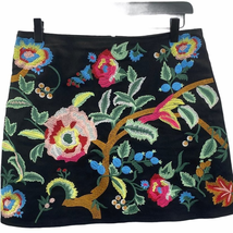 Velzera Floral Embroidered Mini Skirt Black Size M Multicolor Cotton Boh... - £19.79 GBP
