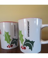 2 (Pair STARBUCKS 2011 Mug Christmas Holly Berries 9 oz Microwave Dishwa... - €9,45 EUR