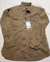 Ariat Ladies Rebar Washed Twill Khaki Button-Up Work Shirt 10032882 Size Large - £29.83 GBP
