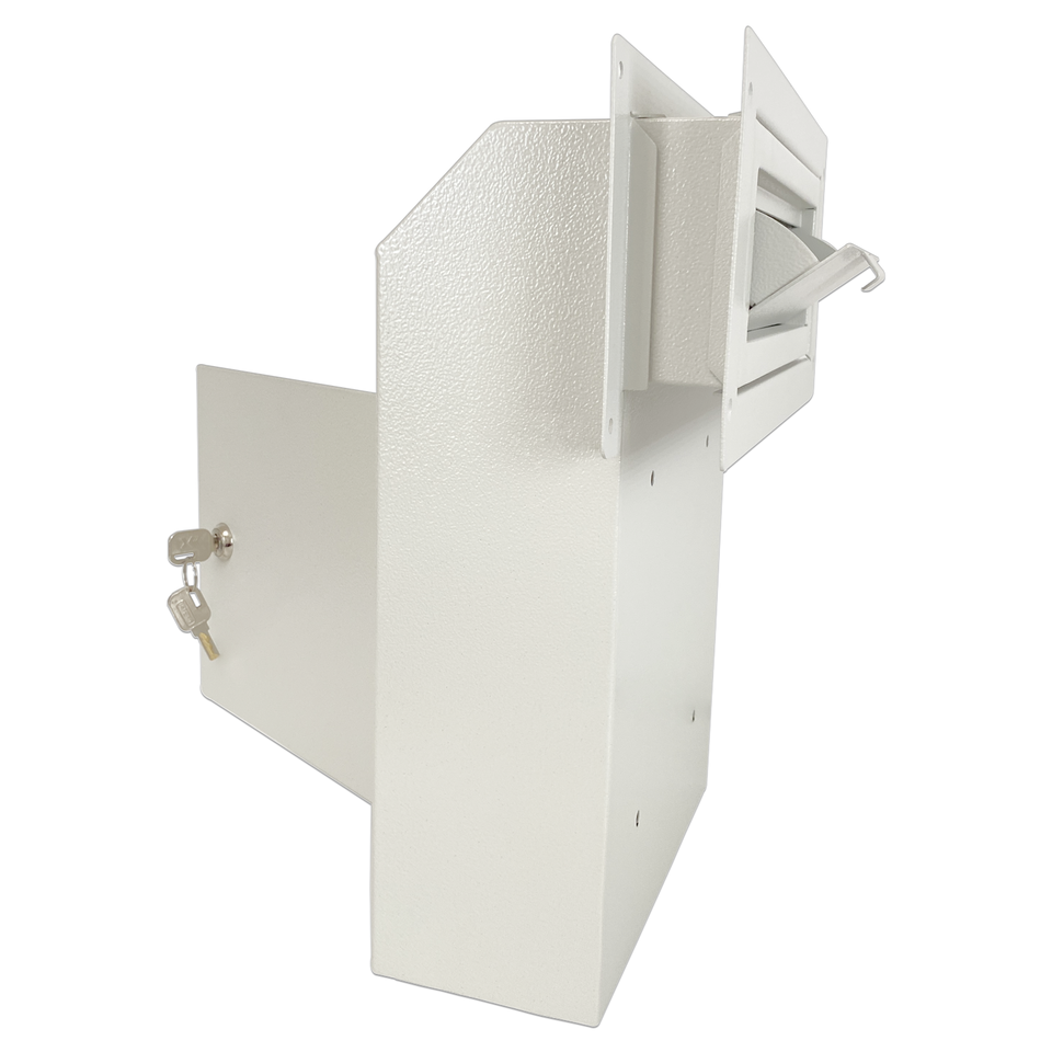 OPEN BOX Door Drop Box, Mail Slots, Through The Door Locking Mailbox, Gray - $59.99
