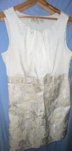 Lela Rose for LOFT Lined Sundress Sheath Sleeveless Side Zip Gold &amp; Crea... - $22.57 CAD