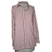 Checkered Button Up Cotton Blouse Size Small - £27.37 GBP