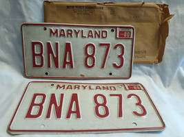 Vtg License Plate Maryland Vehicle Tag BNA 873 Exp &#39;80 In Paper DMV Sleeve - $29.95