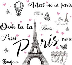 2 Sheets Paris Tower Wall Stickers Paris Eiffel Tower Peel and Stick Wall Decal  - £13.35 GBP