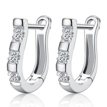 ANENJERY 1Pair 38Styles Small Hoop Earring for Women Silver Color CZ Circle Earr - £9.27 GBP