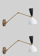 Italian Adjustable Wall Lamps Sconces Mid Century Modern Style Wall Light Pair - £132.38 GBP