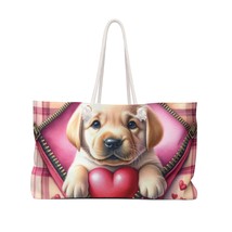 Weekender Bag, Cute Dog,Labrador, Zipper, Valentines Day, Large Weekender Bag, B - £38.74 GBP