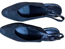 Vaneli Women&#39;s Camila Black Suede Chunky Heels Pumps Shoes Size 7.5M Work - $24.74