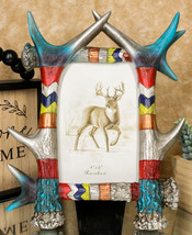 Colorful Boho Southwest Rustic Buckhorn Stag Deer Antlers Picture Frame 4&quot;X6&quot; - £20.87 GBP