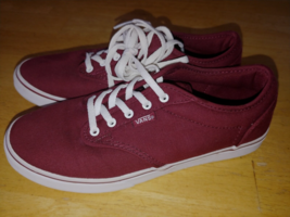 VANS &quot;OFF THE WALL&quot; CANVAS SNEAKERS-6.5-WORN ONCE-WINE-NICE - £16.30 GBP