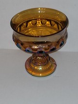 Vintage Indiana AmberCarnival Glass Kings Crown Compote Footed Candy Dish 1970&#39;s - £10.49 GBP