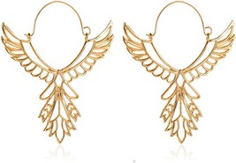 Gold Silver Hollow Phoenix Bird Drop Earrings Wing Feather Women Statement Earri - £16.77 GBP