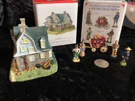 Liberty Falls 1998 - Miller Family&#39;s House, Mail Coach and 4 figurines - WK4 - £9.83 GBP